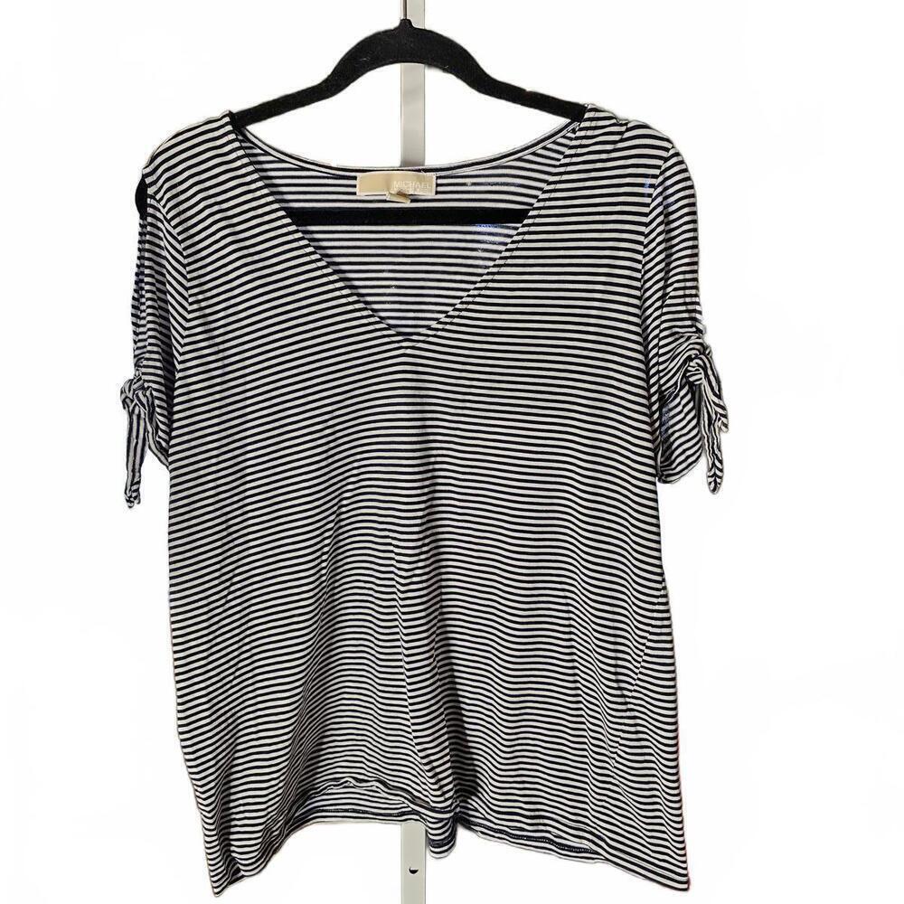 Michael Kors Striped Women's Top with Tie Sleeve Detail XL